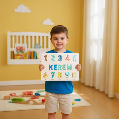 Montessori Ahşap İsme Özel Puzzle 10 Figür İngilizce Sayılar